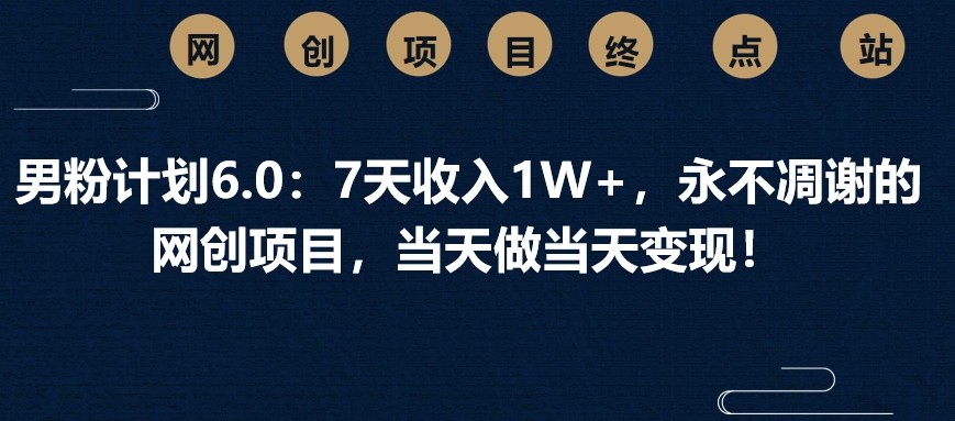 图片[1]-男粉计划6.0：7天收入1W+，永不凋谢的网创项目，当天做当天变现！-网创之家