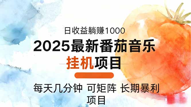 2025年最新番茄音乐人挂机项目，每天几分钟，月入1000＋，可矩阵，一台&amp;#8230;
