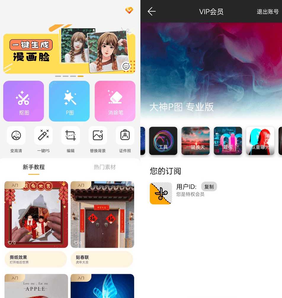 大神P图修图软件国际版v6.6.4.0解锁VIP版 
						