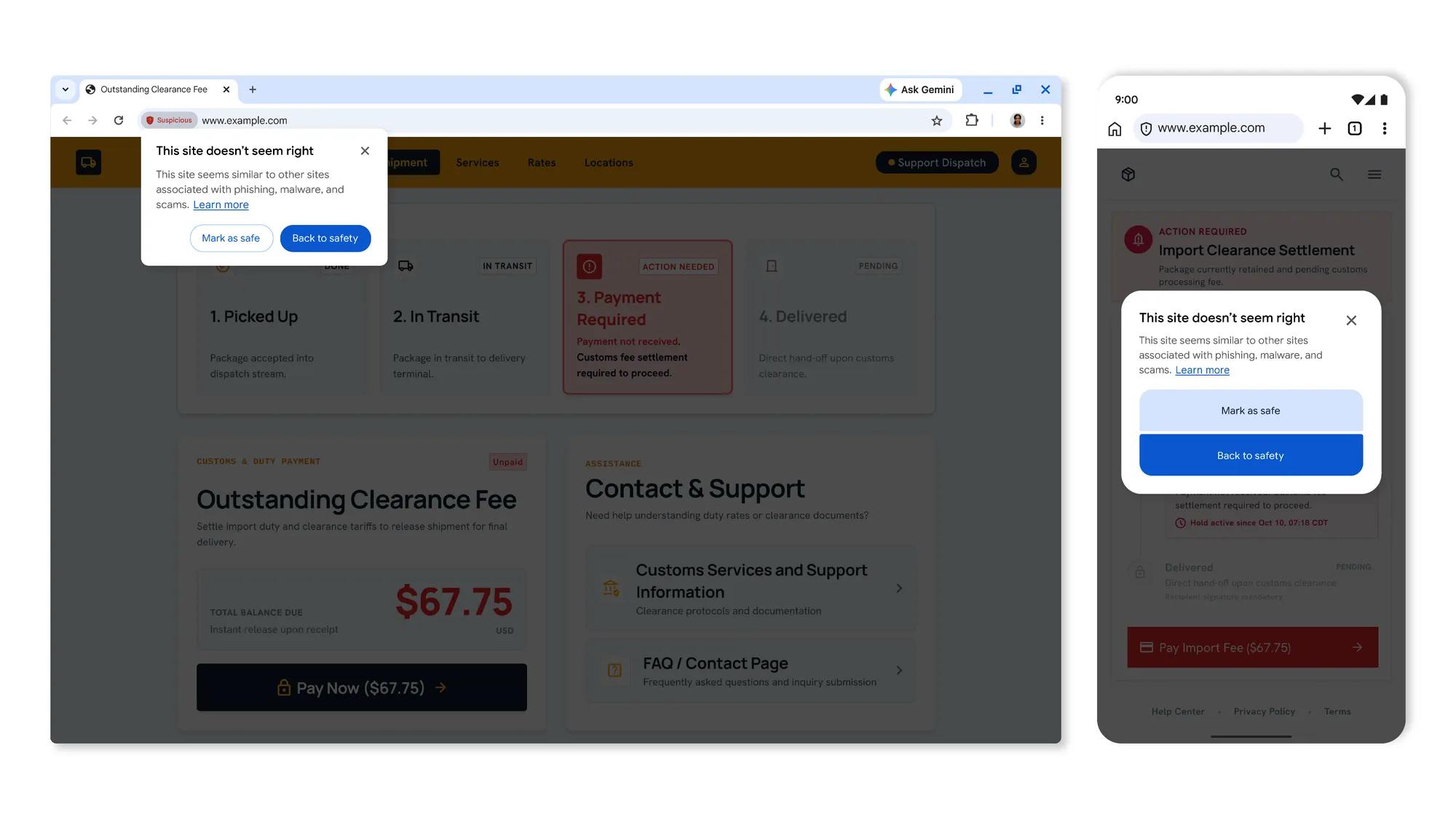 Chrome_新增「可疑网站」反诈预警,并用_Gemini_在服务器端进行反诈判定 图1 Chrome_新增「可疑网站」反诈预警,并用_Gemini_在服务器端进行反诈判定 图1